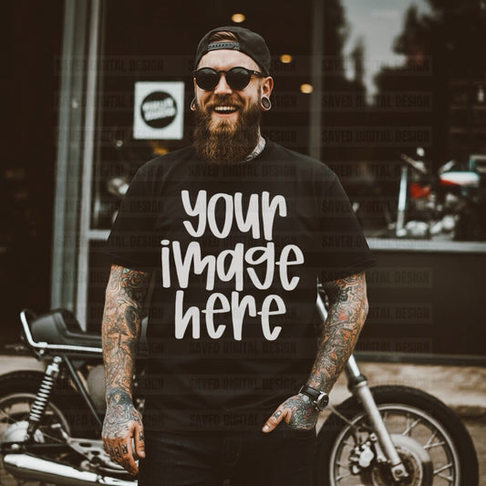 UNBRANDED BLACK T-SHIRT MOCK MEN