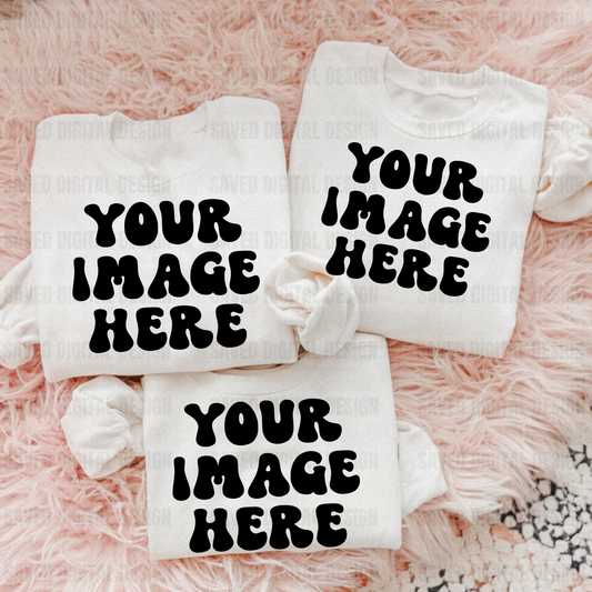 WHITE UNBRANDED GROUP OF 3 SWEATSHIRT FLAT LAY MOCK