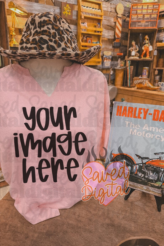 LIGHT PINK GILDAN TEE STORE MOCK LEOPARD HAT HARLEY
