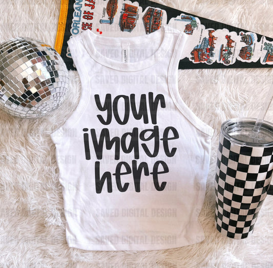 BELLA WHITE FLAT LAY TANK MOCK PREPPY CHECKER