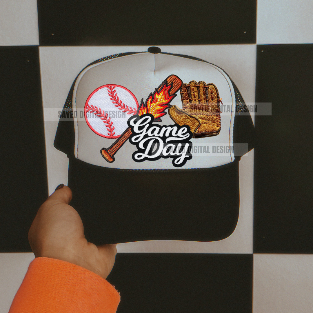 BASEBALL FAUX HAT PATCH CLUSTER PNG
