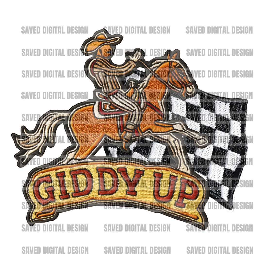 GIDDY UP FAUX HAT PATCH CLUSTER PNG