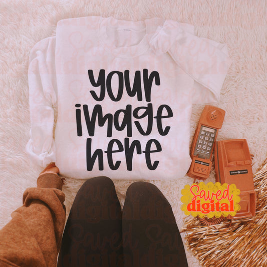 WHITE GILDAN SWEATSHIRT MOCK UP