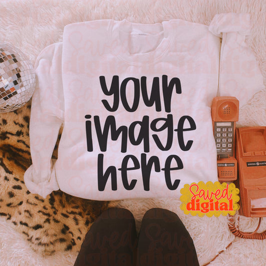 WHITE GILDAN SWEATSHIRT MOCK UP