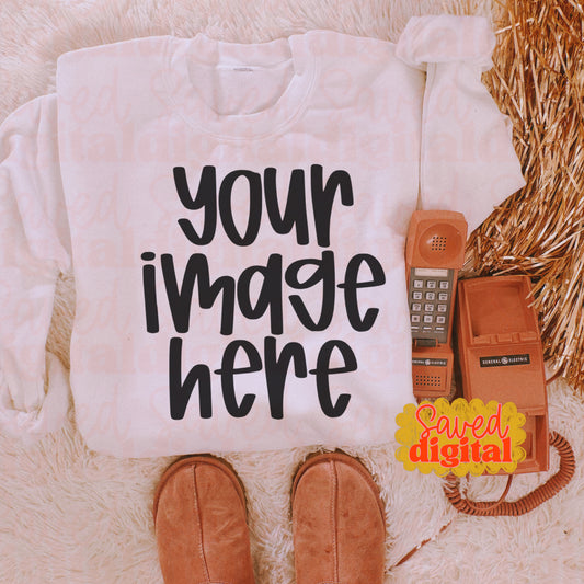 WHITE GILDAN SWEATSHIRT MOCK UP