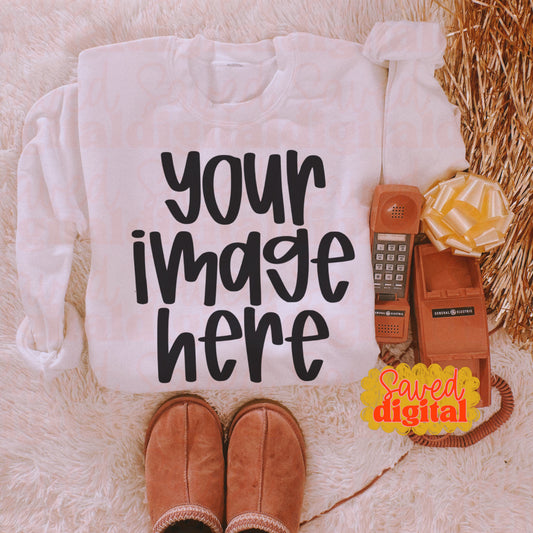WHITE GILDAN SWEATSHIRT MOCK UP