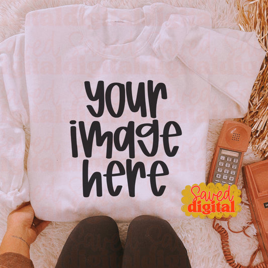 WHITE GILDAN SWEATSHIRT MOCK UP