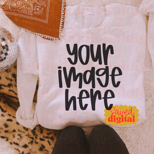 WHITE GILDAN SWEATSHIRT MOCK UP