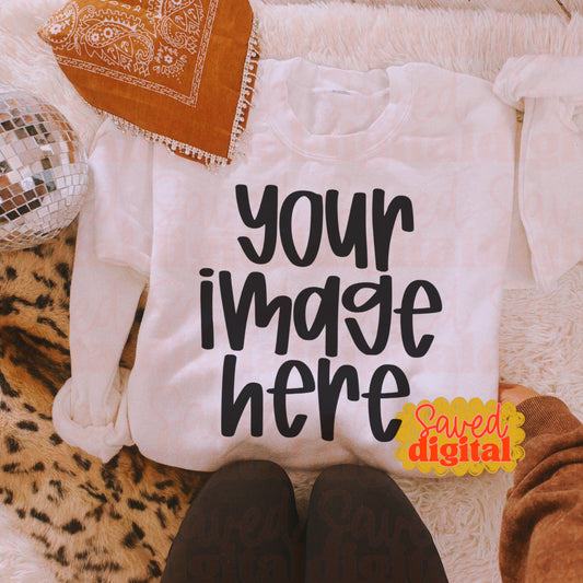 WHITE GILDAN SWEATSHIRT MOCK UP