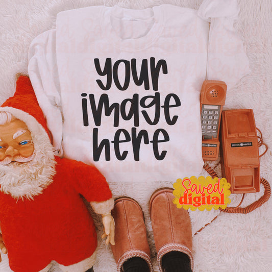 WHITE GILDAN SWEATSHIRT MOCK UP
