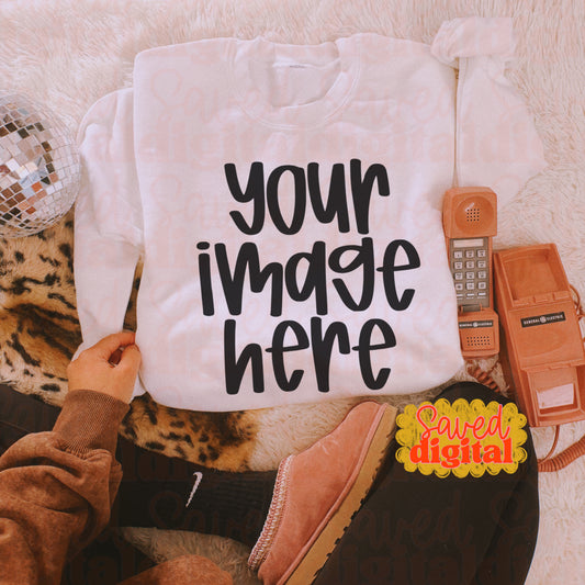 WHITE GILDAN SWEATSHIRT MOCK UP