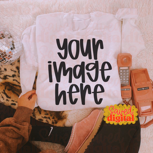 WHITE GILDAN SWEATSHIRT MOCK UP