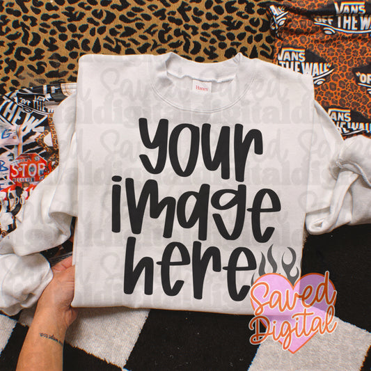 WHITE HANES FOLDED FLAT LAY SWEATSHIRT MOCK VAN TUBE TOP