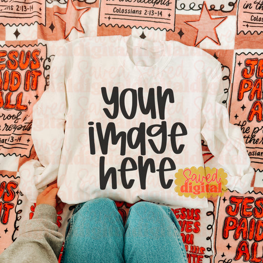 WHITE GILDAN SWEATSHIRT MOCK UP