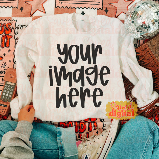WHITE GILDAN SWEATSHIRT MOCK UP
