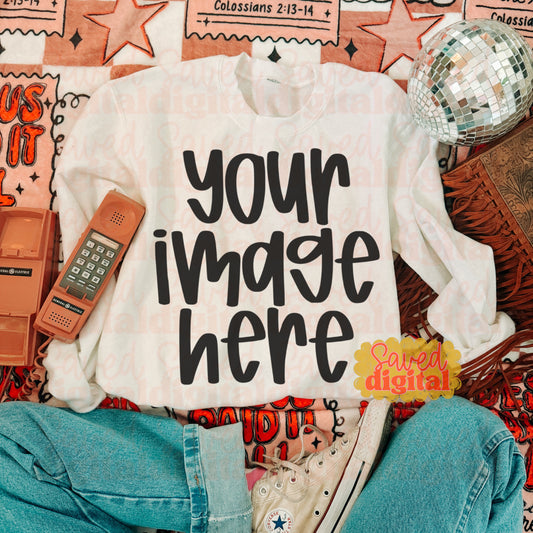 WHITE GILDAN SWEATSHIRT MOCK UP