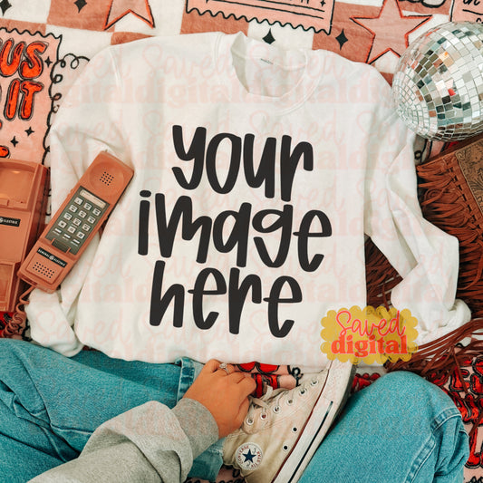 WHITE GILDAN SWEATSHIRT MOCK UP