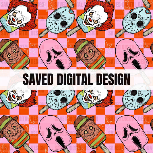 BOYS OF HORROR ICE CREAM CHECKER SEAMLESS