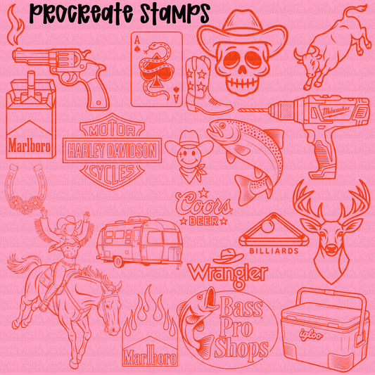 PUNCHY WEST PROCREATE BRUSH SET OF 20 COMMERCIAL USE INCLUDED