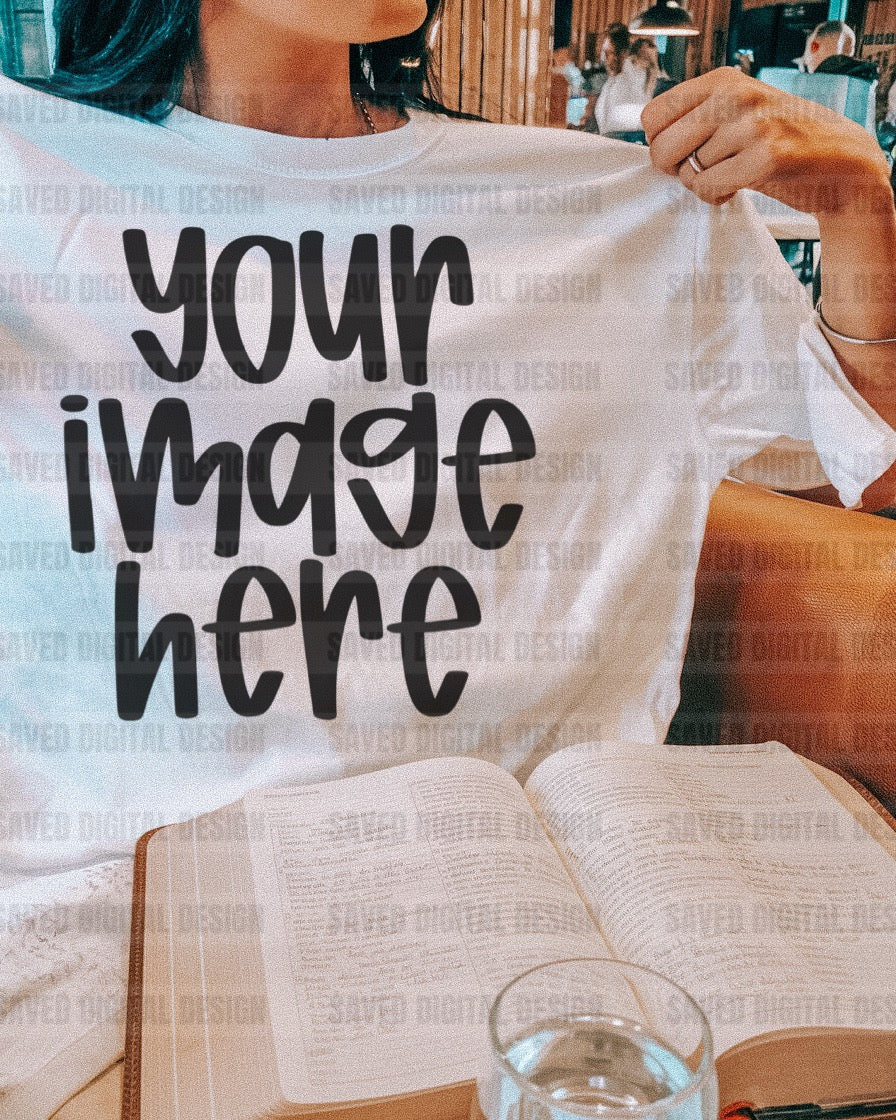 WHITE GILDAN MODEL TEE MOCK BOOK