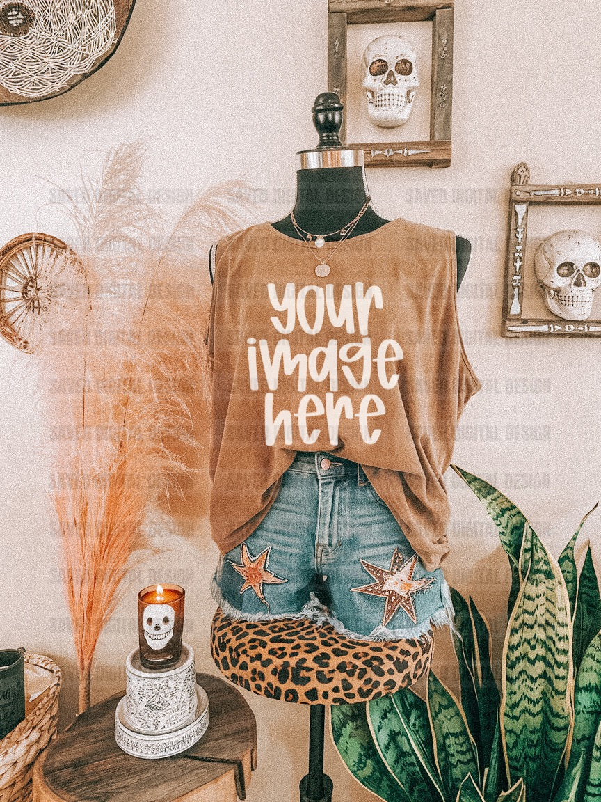 UNBRANDED BROWN TANK MANNEQUIN MOCK STAR SHORTS