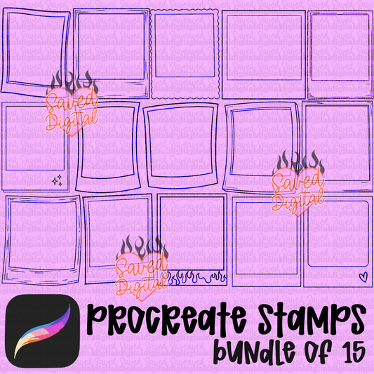 GO-TO POLAROID FRAMES PROCREATE BRUSH SET OF 15 COMMERCIAL USE INCLUDED - NO REP CODES