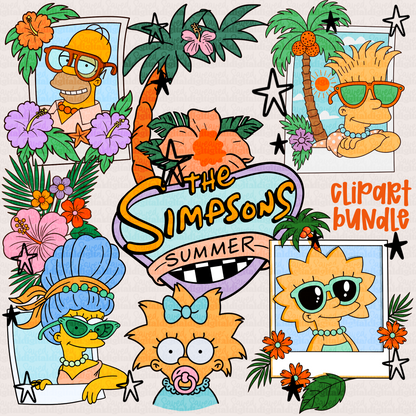 CLIPART BUNDLE SIM SUMMER - 8 PIECES, 16 TOTAL WITH COLOR CHANGES