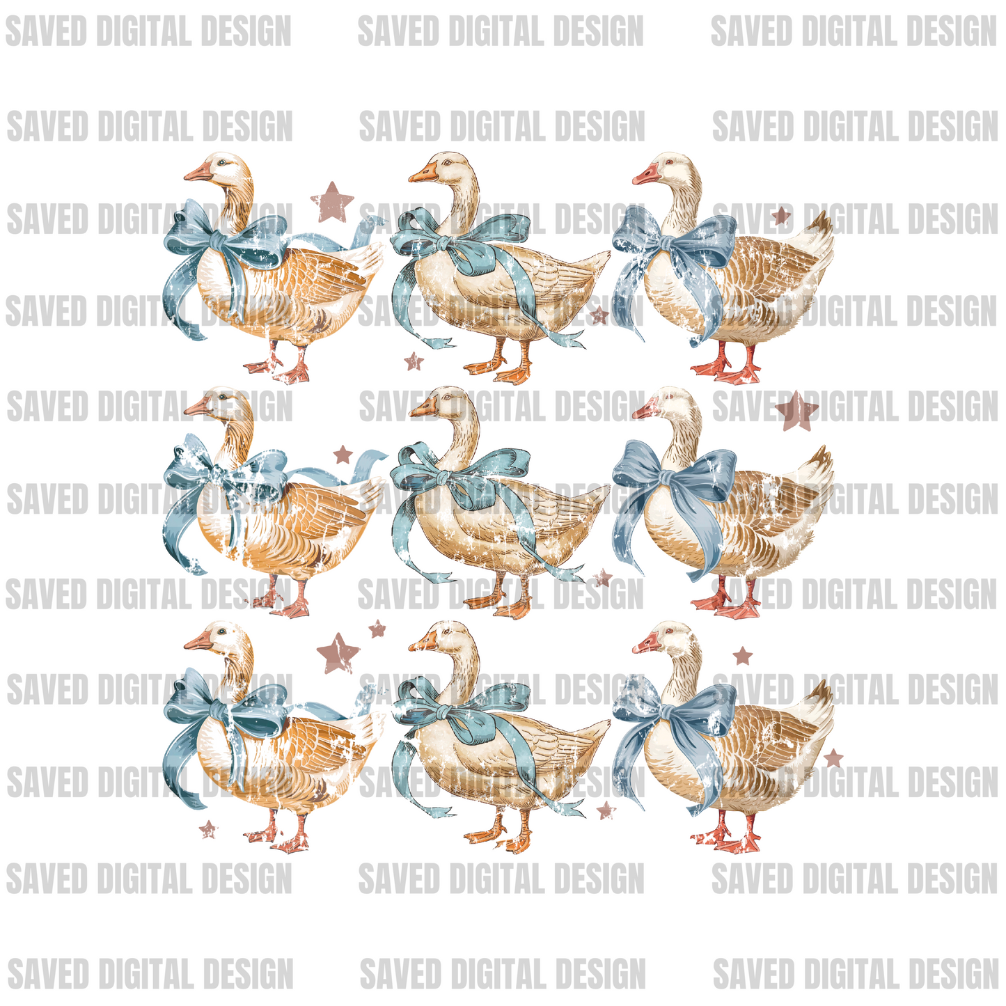 DISTRESSED DUCKS WITH BOWS