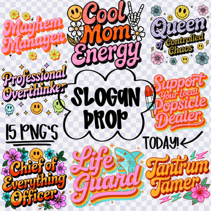 SLOGAN BUNDLE OF 15 PNG