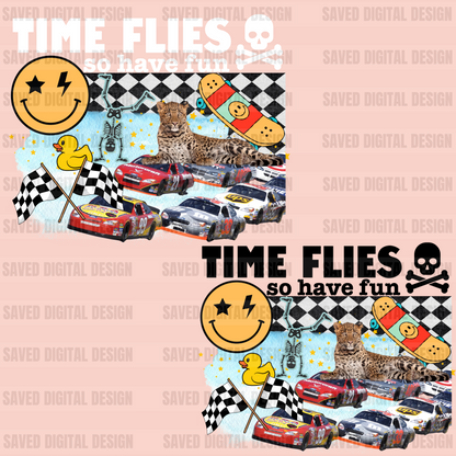 TIME FLIES SO HAVE FUN KID COLLAGE BLACK + WHITE VERSION INCLUDED