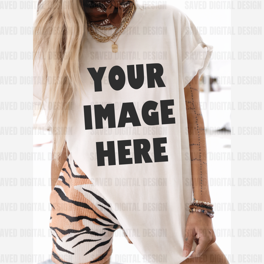 WHITE GILDAN T-SHIRT MODELED MOCK ZEBRA PANTS
