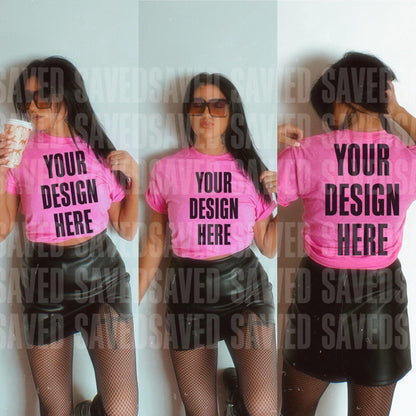 EDGY BABE MOCKS - HOT PINK FRONT + BACK