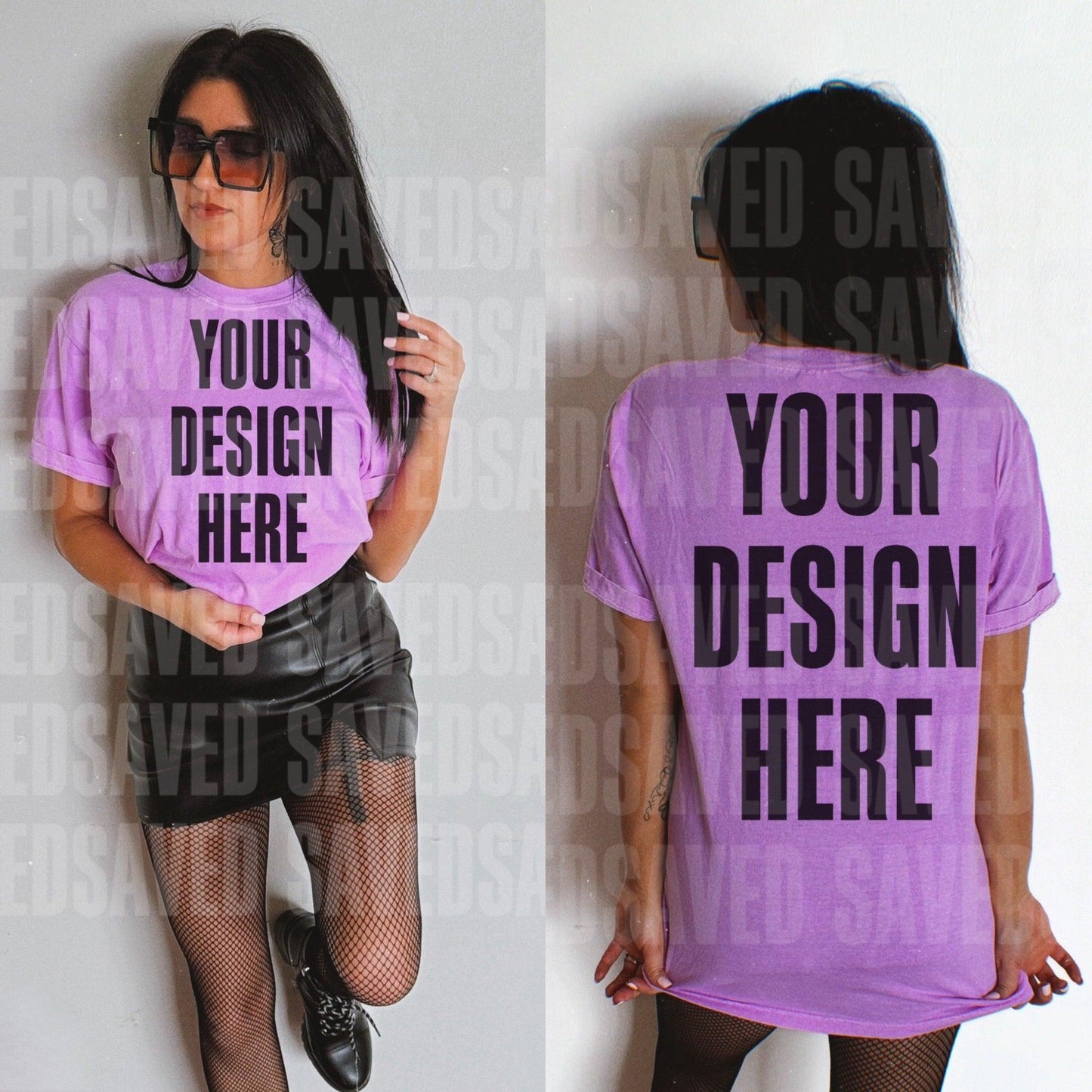 EDGY BABE MOCK - COMFORT COLOR NEON PURPLE FRONT+ BACK
