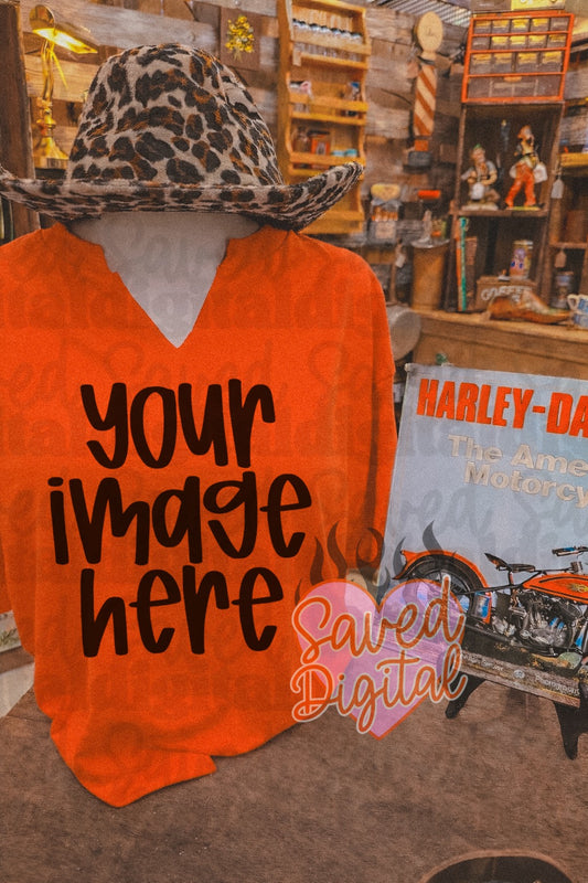 NEON ORANGE TEE STORE MOCK LEOPARD HAT HARLEY