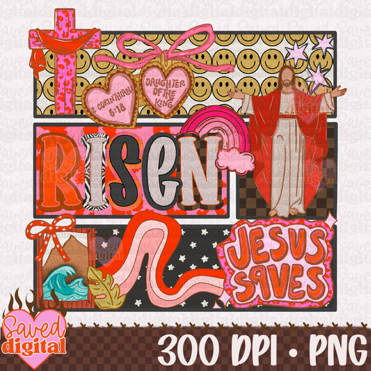 RISEN JESUS PREPPY COLLAGE STRIPS