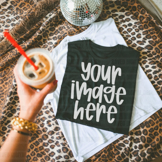 GILDAN BLACK FOLDED FLAT LAY TEE MOCK