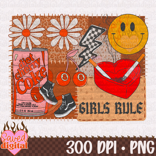 GIRLS RULE COLLAGE GRUNGE