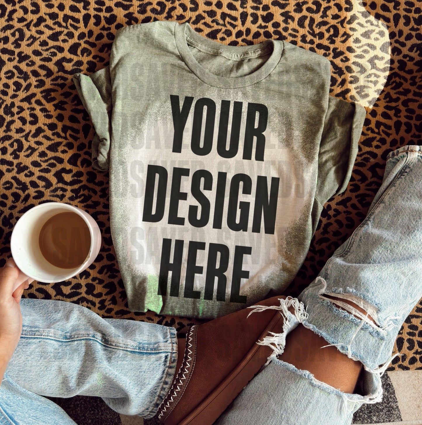 GILDAN GREEN BLEACHED TEE MOCK