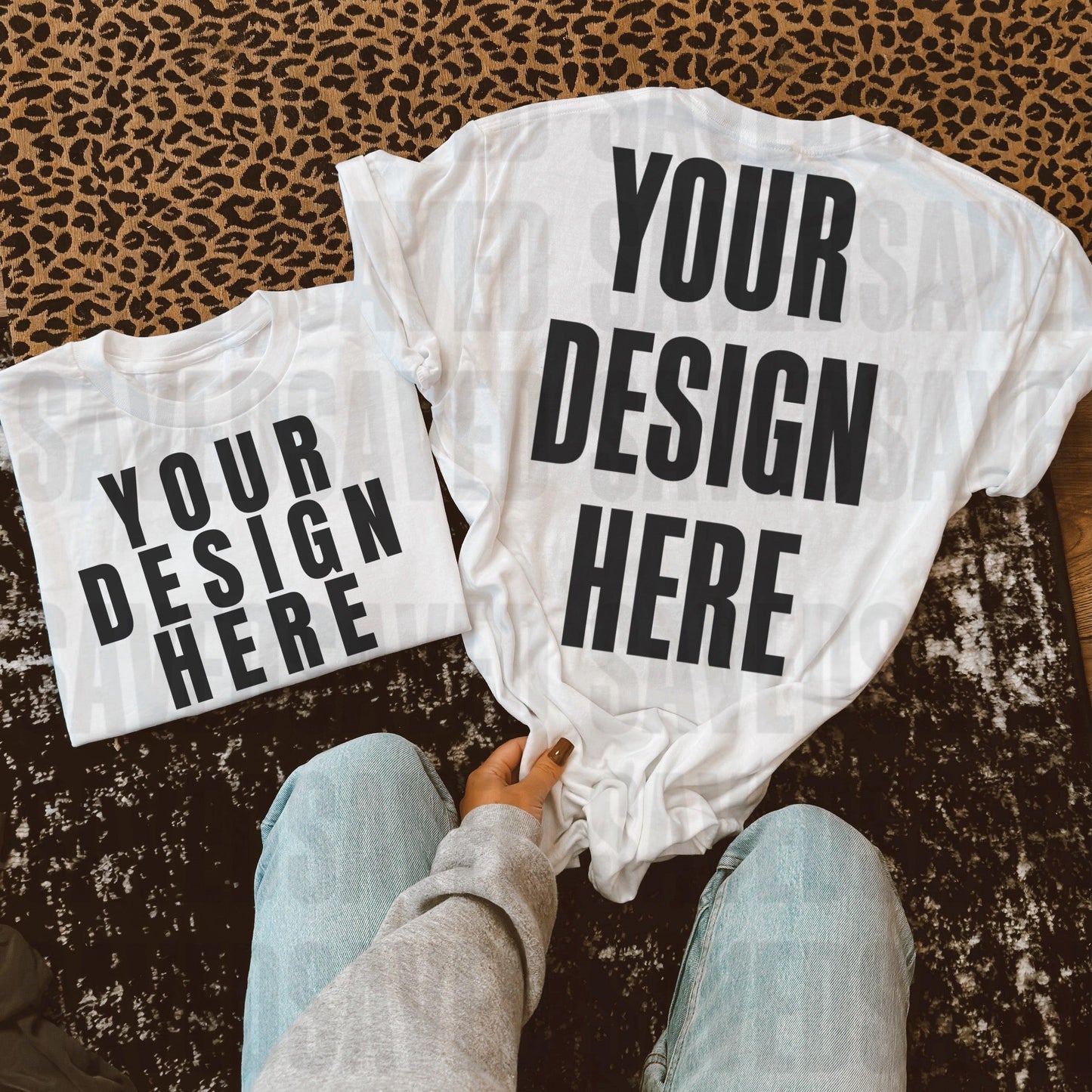 WHITE GILDAN TEE MOCK FRONT + BACK