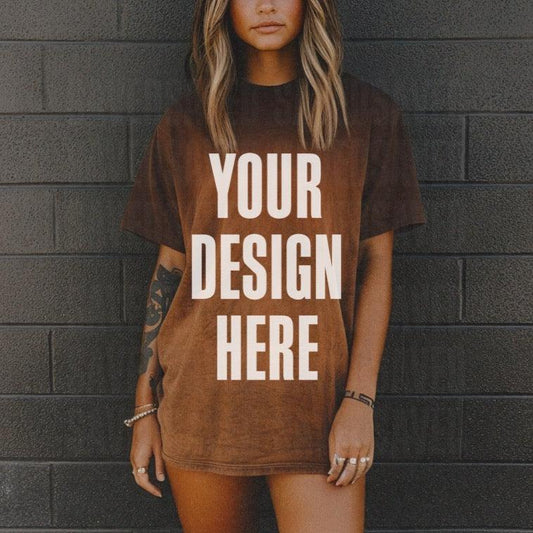 BLEACHED BROWN TEE MOCK