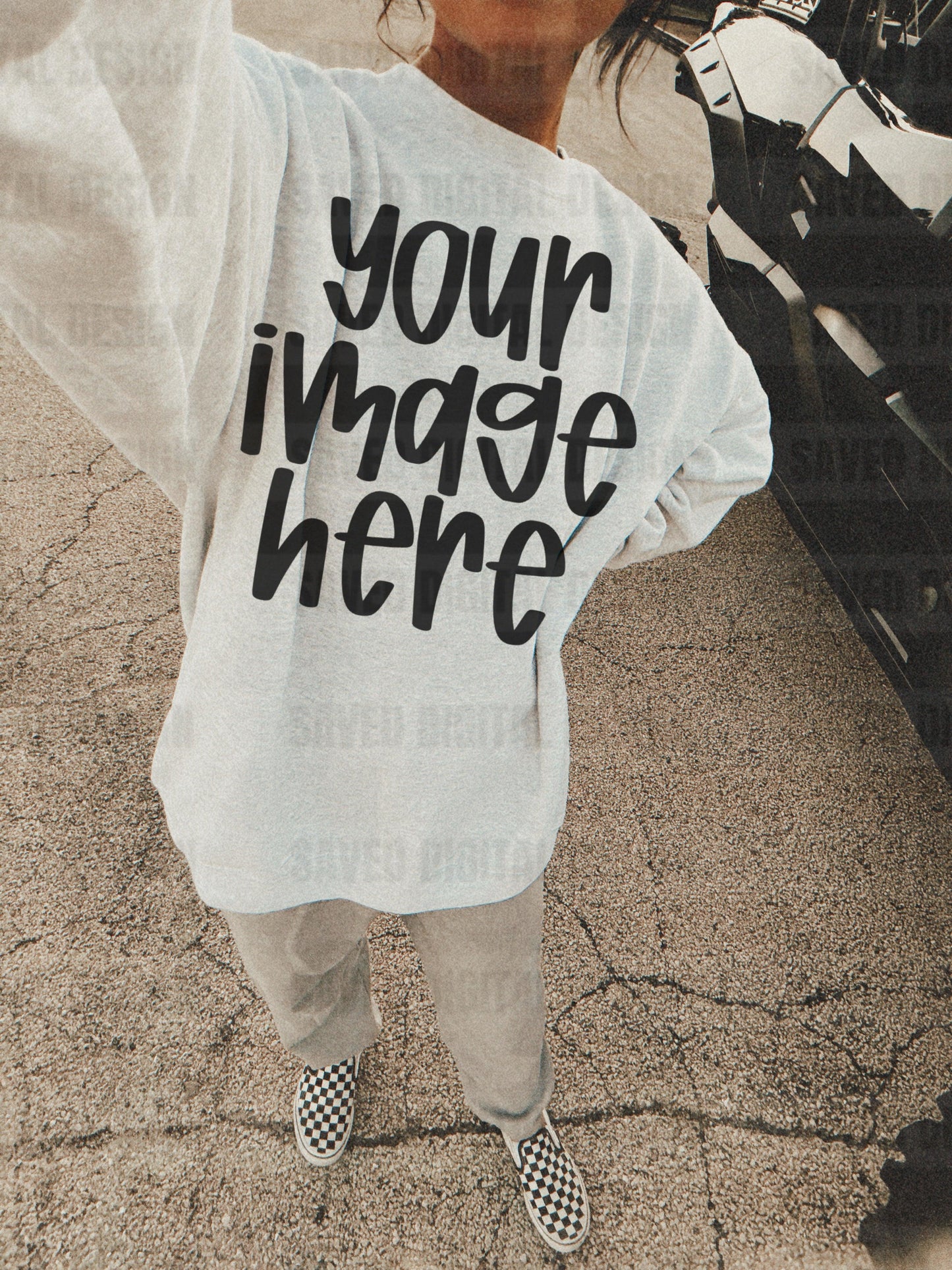 REAL LIFE MOCK: GILDAN ASH SWEATSHIRT