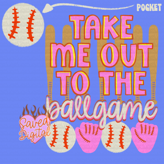 TAKE ME OUT TO THE BALL GAME PINK WITH POCKET