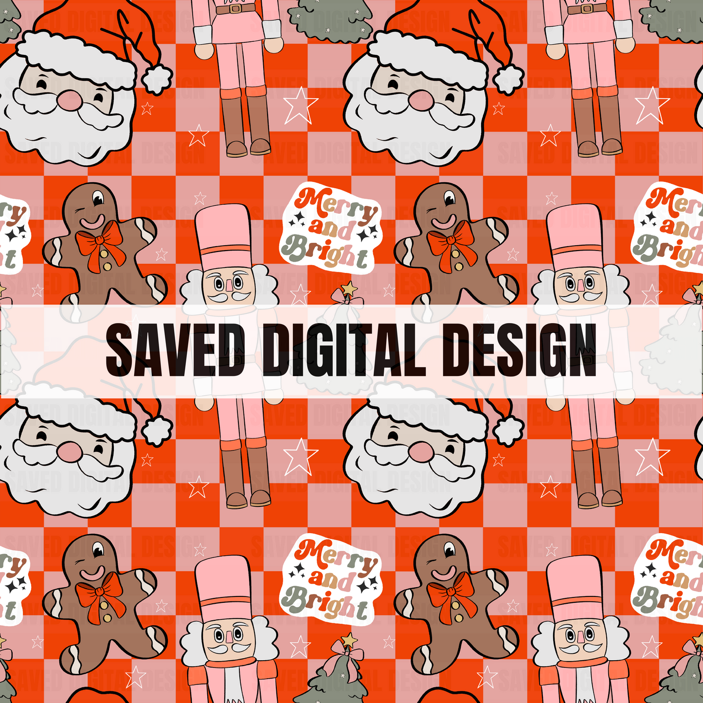 CHRISTMAS DOODLE CHECKERED SEAMLESS