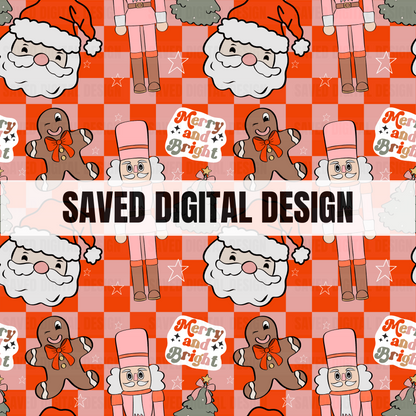 CHRISTMAS DOODLE CHECKERED SEAMLESS