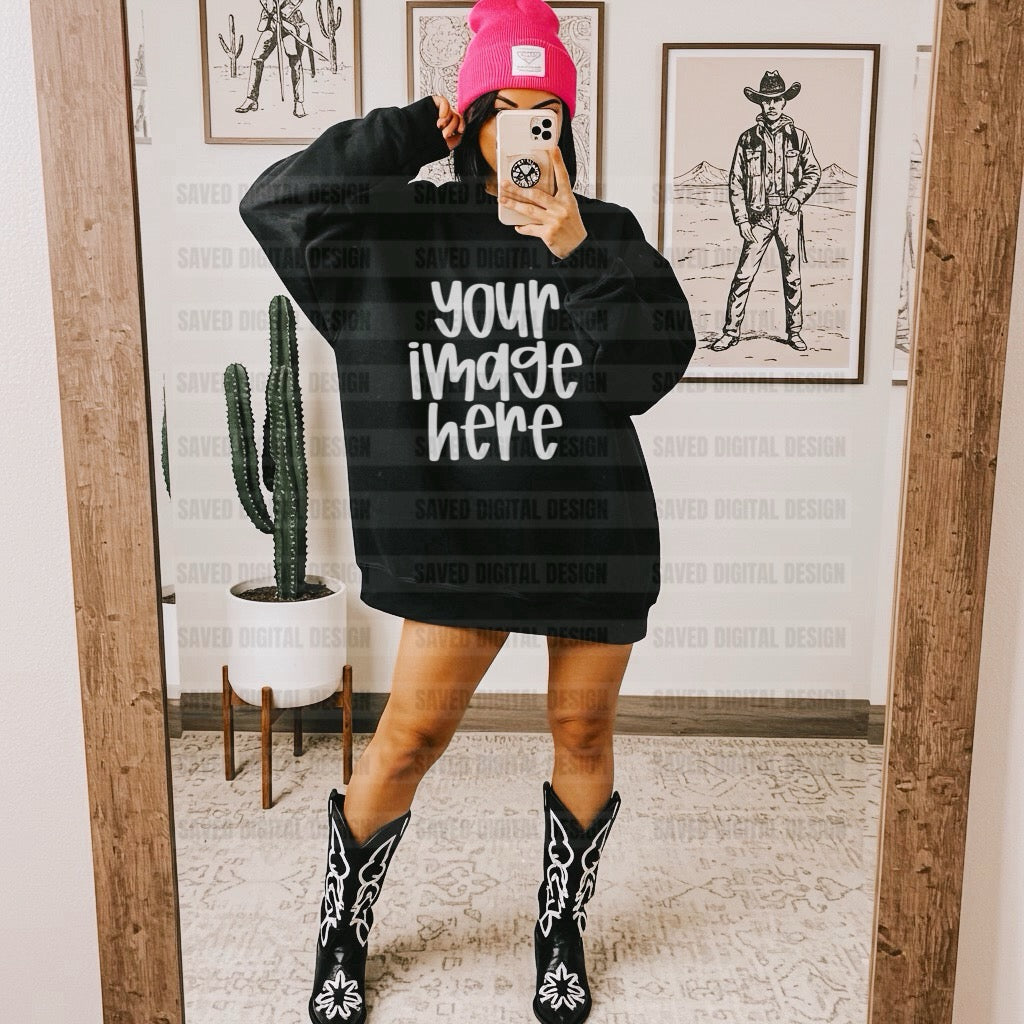GILDAN BLACK SWEATSHIRT MOCK