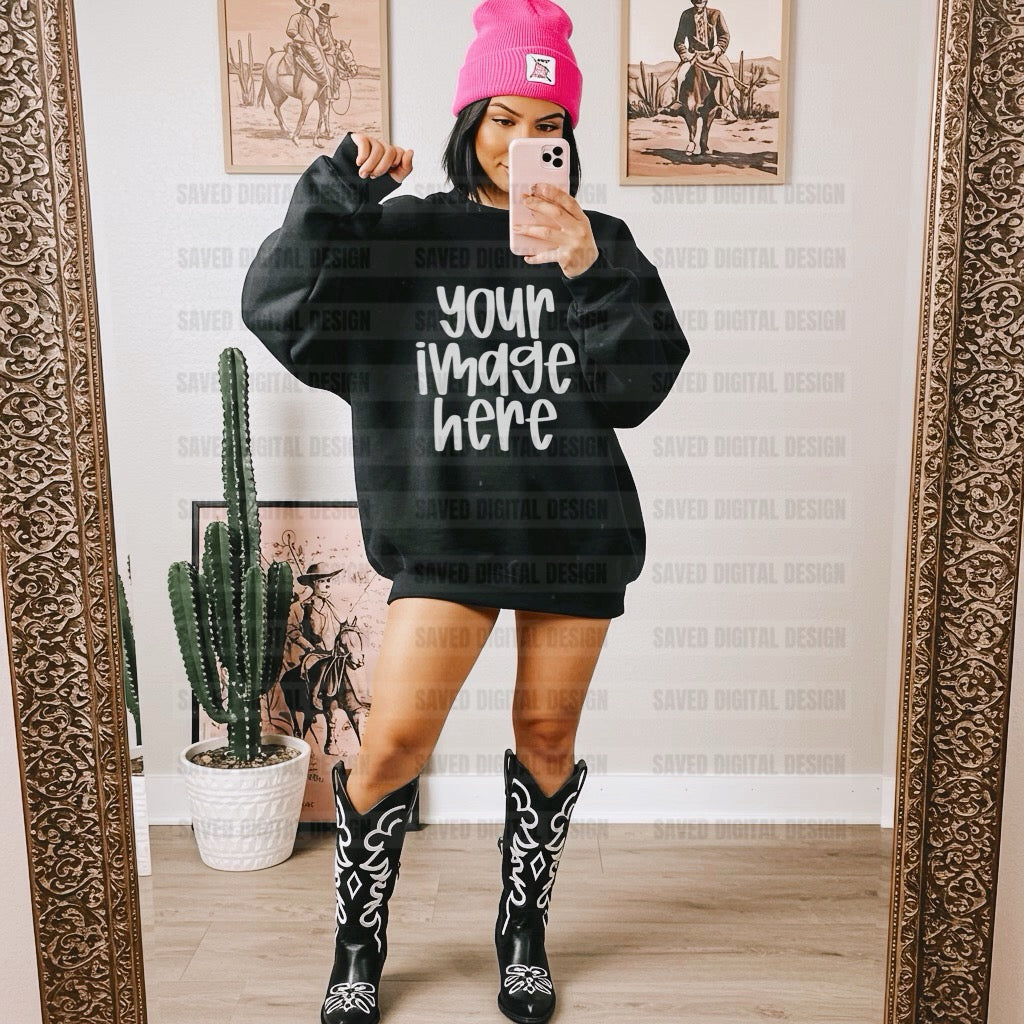GILDAN BLACK SWEATSHIRT MOCK