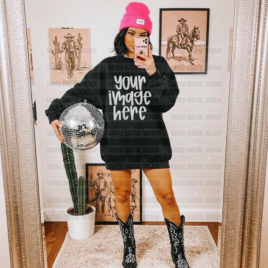 GILDAN BLACK SWEATSHIRT MOCK