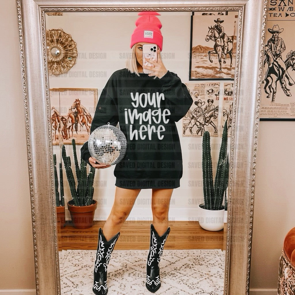 GILDAN BLACK SWEATSHIRT MOCK