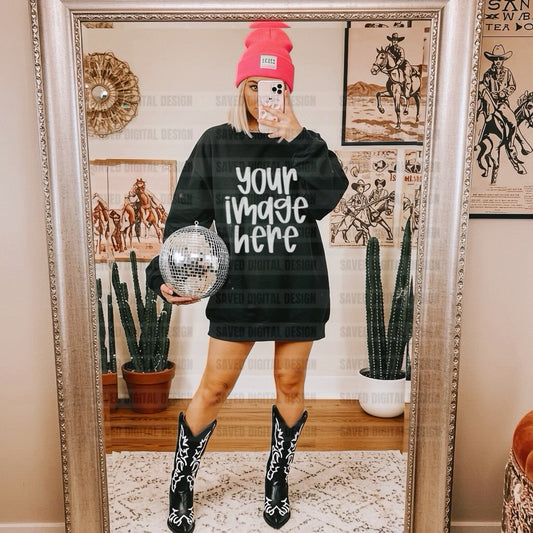 GILDAN BLACK SWEATSHIRT MOCK