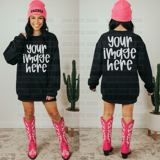GILDAN BLACK SWEATSHIRT FRONT & BACK MOCK